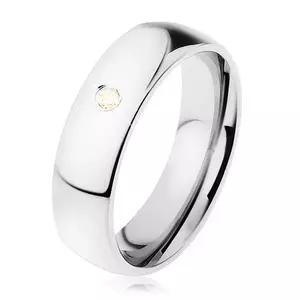 Inel lat , din oțel 316L, zirconiu galben, strălucire de oglindă, 6 mm - Marime inel: 49 imagine