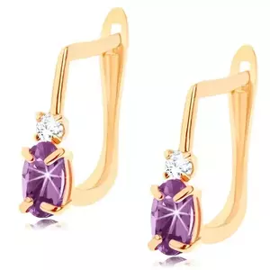 Cercei din aur de 14K cu ametist violet sintetic și zircon clar imagine
