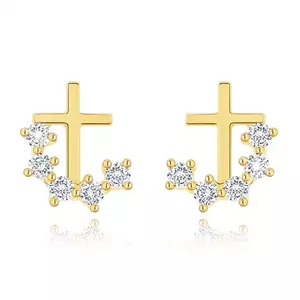 Cercei din aur 14K cruce latină și zircon curba imagine