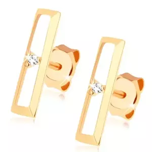 Cercei din aur de 14K dreptunghi îngust cu zircon clar imagine