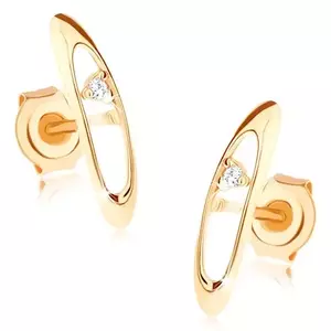 Cercei din aur de 14K cu contur oval și zircon clar imagine