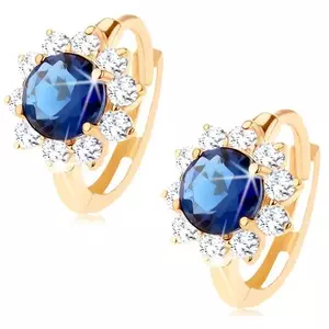 Cercei din aur de 14K floare cu safir sintetic și zirconii imagine