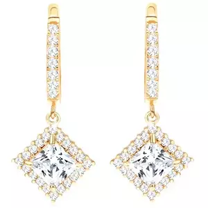 Cercei din aur de 14K cu zircon pătrat și o linie de zirconi mici imagine