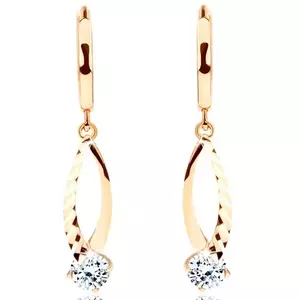 Cercei din aur de 14K cu contur vertical și zircon transparent imagine