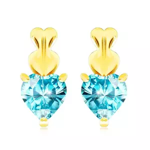 9K gold earrings with topaz and heart motif imagine