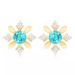 Cercei din aur de 9K floare cu topaz și zirconii clare imagine