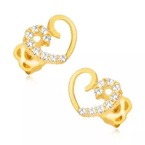 Cercei aur 14K inimă cu zircon linie imagine