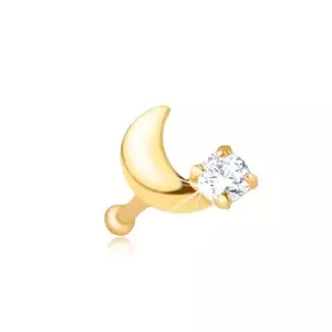 Piercing pentru nas din aur galben de 14K - drept, semilună, zirconiu imagine