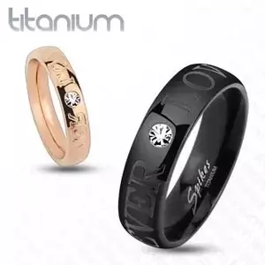 Inel negru din titaniu, zirconiu mic transparent strălucitor, inscripția FOREVER LOVE, 6 mm - Marime inel: 59 imagine