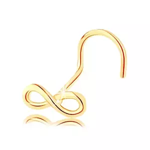Piercing pentru nas din aur galben de 14K - simbolul infinitului lucios imagine
