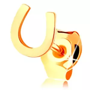 Cercel din aur 585, potcoavă norocoasă mică lucioasă, șurub imagine