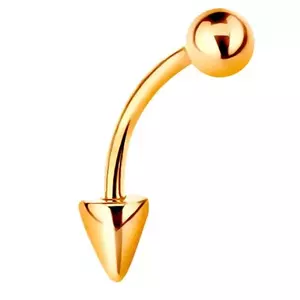 Piercing din aur 9K - tijă îndoită lucioasă cu bilă și con imagine