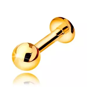 Piercing pentru buză sau bărbie din aur 9K - labret cu bilă și cerc, 6 mm imagine