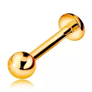 Piercing pentru buză sau bărbie din aur 9K - labret cu bilă și cerc, 10 mm imagine