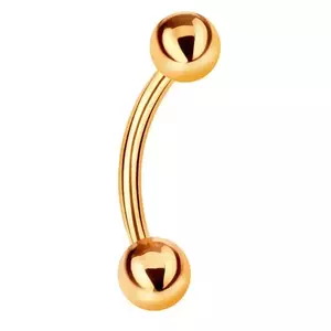 Piercing din aur galben 9K - tijă îndoită cu două bile netede și lucioase, 12 mm imagine