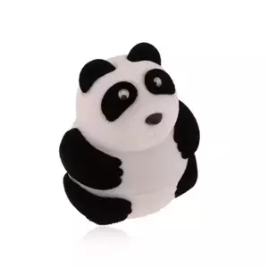 Cutie cadou pentru inel sau cercei, urs panda alb-negru, suprafața de catifea imagine