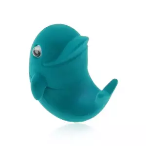 Cutiuță din catifea pentru inel sau cercei, delfin albastru, ochi mobili imagine