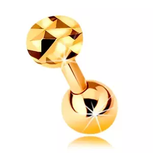 Piercing de ureche realizat din aur de 14K -haltera dreapta si lucioasa cu bila si cerc stralucitor, 5 mm imagine