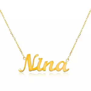 Colier din aur galben de 14K - lanț subțire, pandantiv - numele Nina imagine
