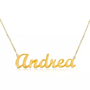 Colier din aur galben de 14K - lanț subțire, inscripție Andrea imagine