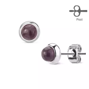 Cercei argintii din oțel chirurgical cu ametist violet imagine