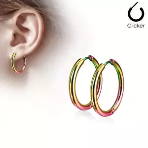 Cercei circulari din oțel 316L în nuanță curcubeu, cu clapă cu balamale - Diametru: 10 mm imagine