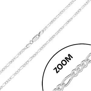 Lanț din argint 925 - design Figaro, margini tăiate strălucitoare, 2, 7 mm imagine