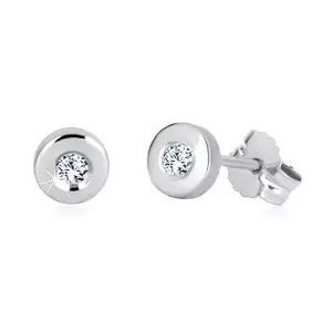 Cercei din aur 375 de culoare albă - cerc lucios, zirconiu clar, 5 mm imagine