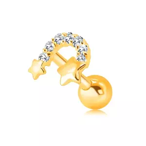 Piercing din aur 375 pentru ureche - două stele unite în arc de zirconii imagine