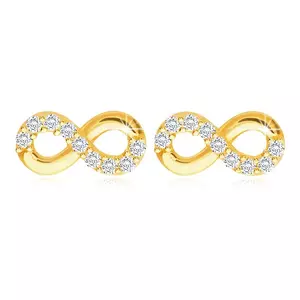 Cercei din aur 375 - opt orizontal decorat cu zirconii clare imagine