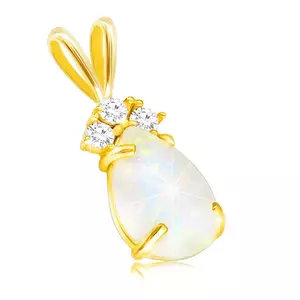 Pandantiv din aur galben de 14K - zircon cu opal sintetic, zirconii transparente imagine