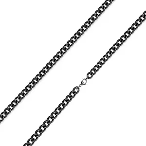 Lanț negru din oțel 316L – zale rotunde răsucite, tehnologie de acoperire PVD, 3 mm - Lungime: 435 mm imagine