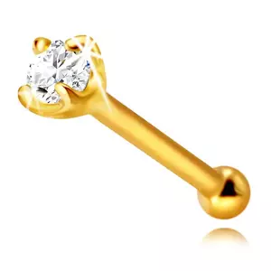 Piercing din aur galben 585, drept - diamant strălucitor pe cadru, 1, 75 mm imagine