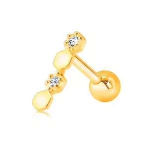 Piercing din aur galben de 9K - hexagone, diamante clare pe cadru imagine