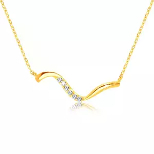 Colier din aur galben de 14K - linie ondulată neregulată, diamante strălucitoare clare imagine