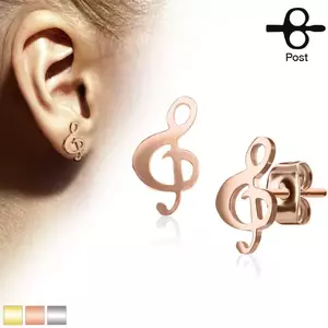 Cercei din oțel cu motiv muzical - cheie de sol, culori diferite - Culoare: Arămiu imagine
