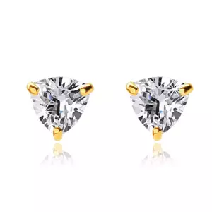 Cercei din aur galben de 9K - zircon transparent în formă de triunghi imagine