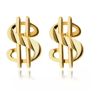 Cercei din aur 375 - semn de dolar american, suprafață lucioasă și netedă, închidere de tip fluturaș imagine