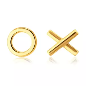 Cercei din aur galben de 9K – simbol „XO” – Îmbrățișări și săruturi, știfturi imagine