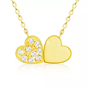Colier din aur galben de 14K, inimioare mici conectate, zirconii transparente imagine