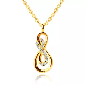 Colier de 14K din aur galben - simbol dublu infinit, zirconii transparente, zale plate imagine