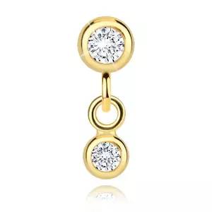Piercing pentru buză și bărbie din aur galben 375 – labret cu zirconii rotunde transparente imagine