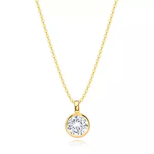 Colier din aur galben de 9K – zircon rotund cu contur neted imagine