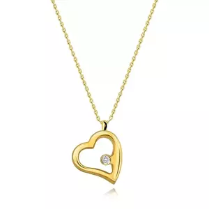 Colier cu diamante din aur galben de 14K - inimă cu diamant transparent imagine