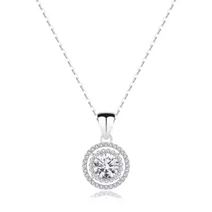 Colier din argint 925 - zircon rotund transparent, margine dublă de zircon imagine