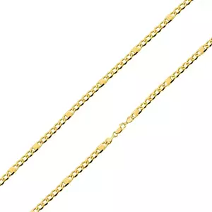 Lanț din aur galben de 14K - verigi ovale bizotate și alungite cu dreptunghi, 450 mm imagine