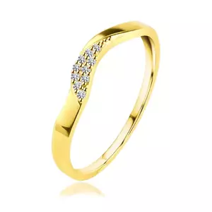 Inel cu diamante din aur galben 585 - val cu zece diamante transparente - Marime inel: 49 imagine