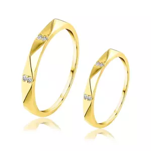 Verighete din aur galben de 14K - zirconii transparente, proeminențe în formă de spirală - Marime inel: 49 imagine