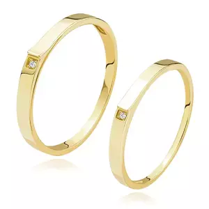 Verighete din aur galben de 14K - diamant strălucitor, capătul umărului ridicat - Marime inel: 49 imagine
