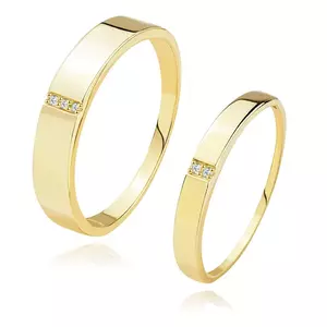 Verighete cu diamant din aur galben de 14K - decupaj transversal cu diamante transparente - Marime inel: 49 imagine